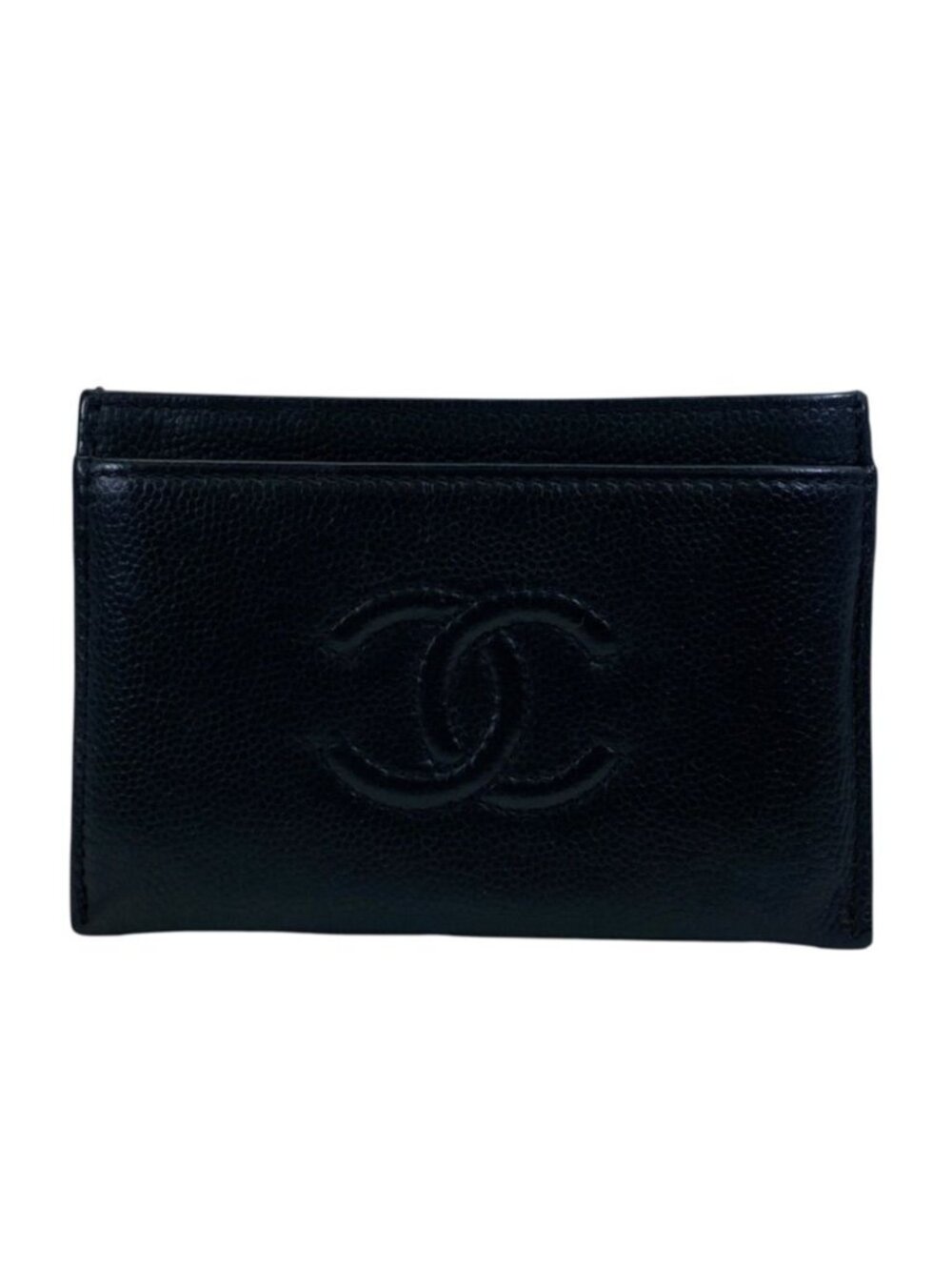 Chanel Card Case CC Logo Caviar Leather Black